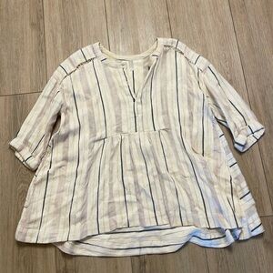 Free People Striped Tunic Oversize Top Size Small Gauze Material